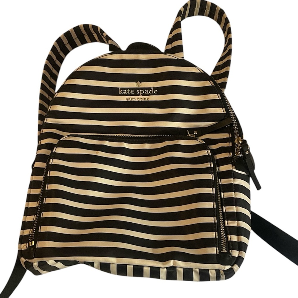 Kate Spade Monochrome Black White Striped Backpack Watson Lane